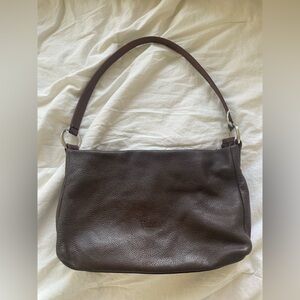 Valentina Dark Brown Italian Pebbled Leather Shoulder Bag